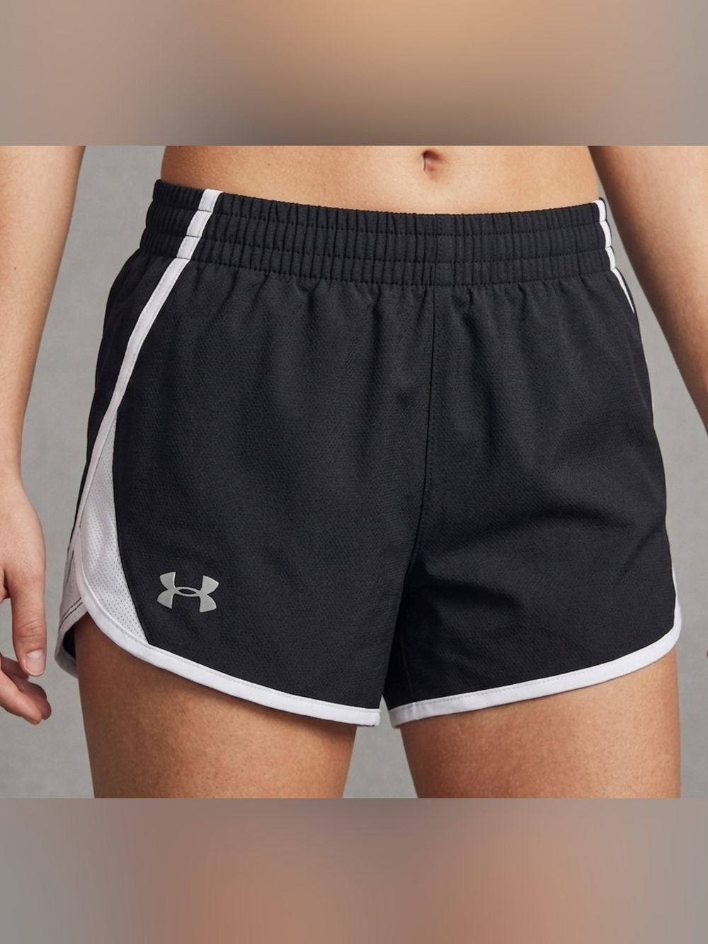 Under Armour Girls Fly-By 2.0 Running Shorts Black White Youth Medium YM / 10-12